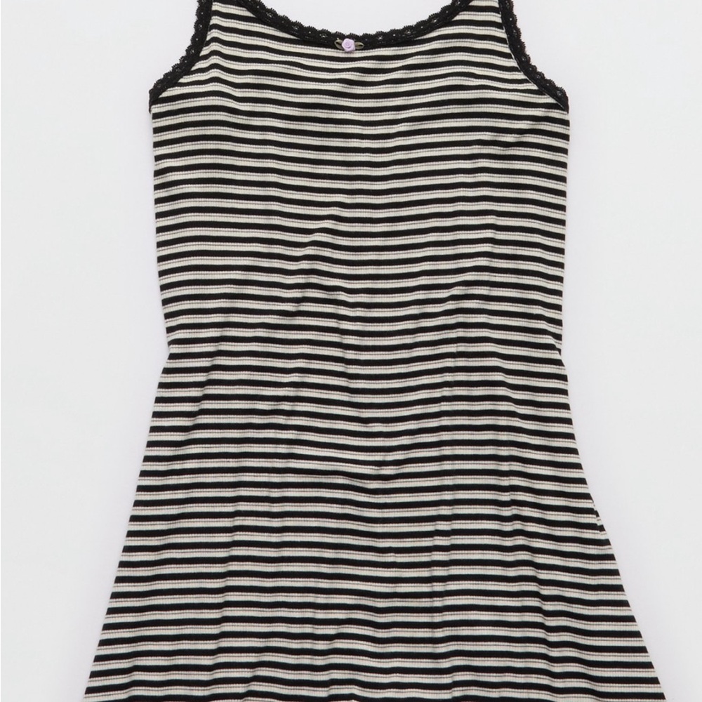Black and White Striped one piece